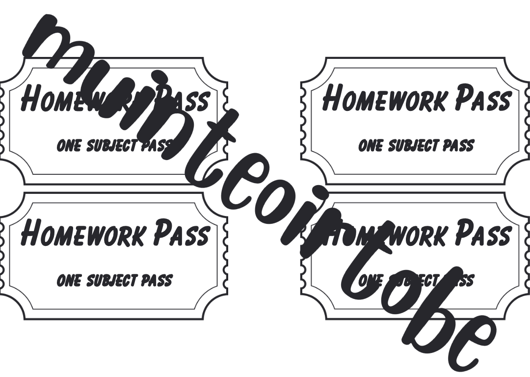 Mash > Class Level > Homework Passes - Colour and Black &amp; White Versions